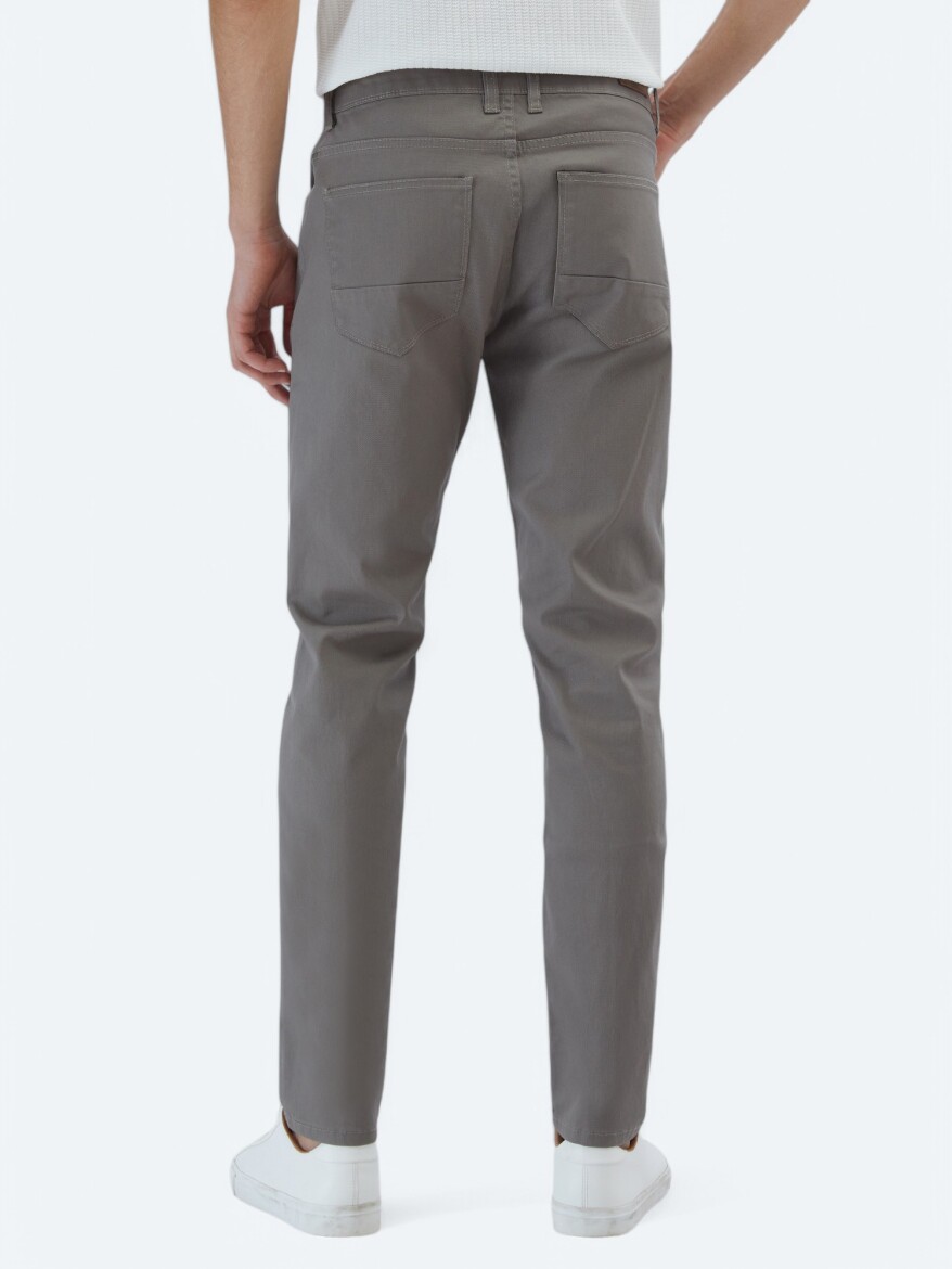Vizon Düz Dokuma Fitted Fit Casual Pamuk Karışımlı Pantolon - 5