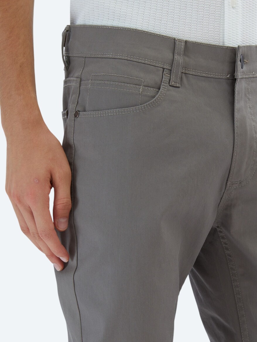 Vizon Düz Dokuma Regular Fit Casual Pamuk Karışımlı Pantolon - 4