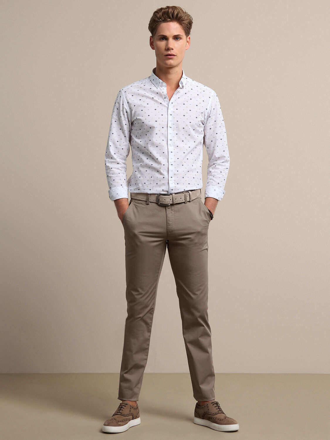 Vizon Düz Dokuma Regular Fit Casual Pamuk Karışımlı Pantolon - 3