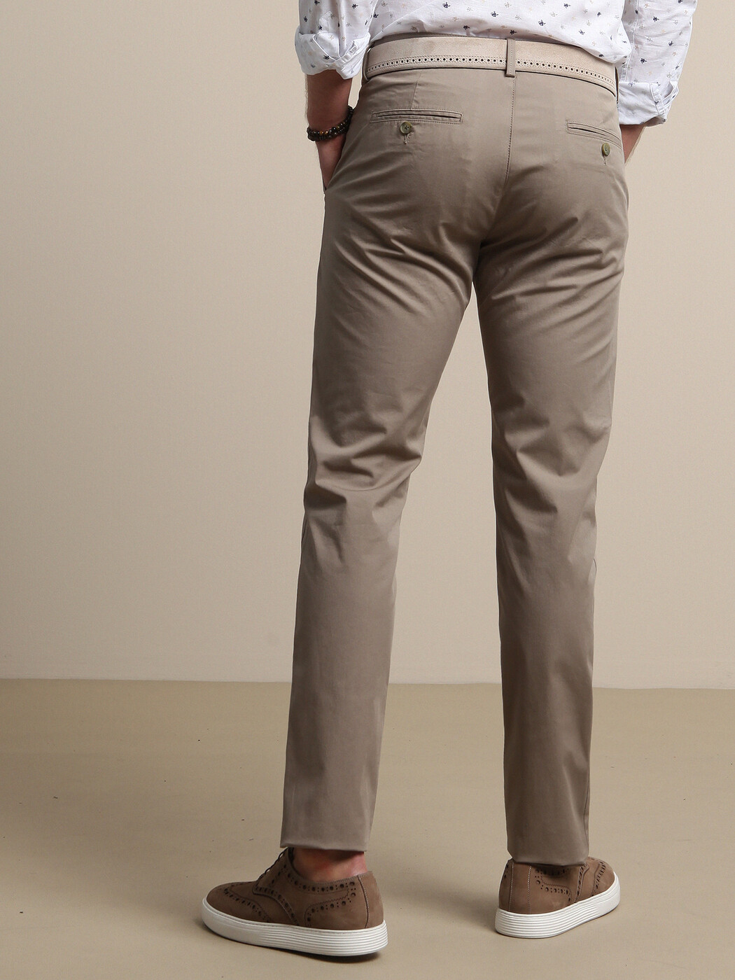 Vizon Düz Dokuma Regular Fit Casual Pamuk Karışımlı Pantolon - 5