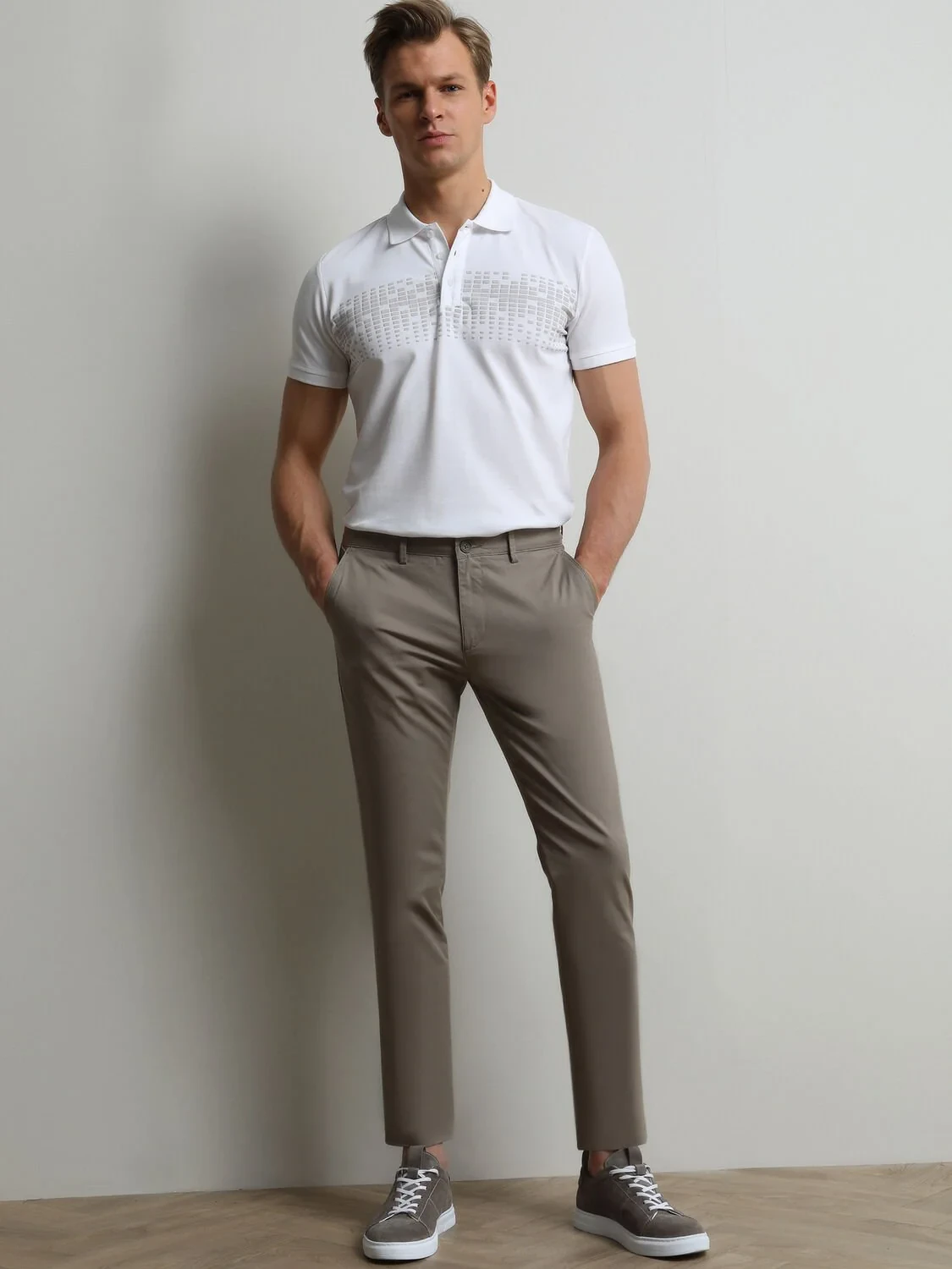 Vizon Düz Dokuma Regular Fit Casual Pamuk Karışımlı Pantolon - 1