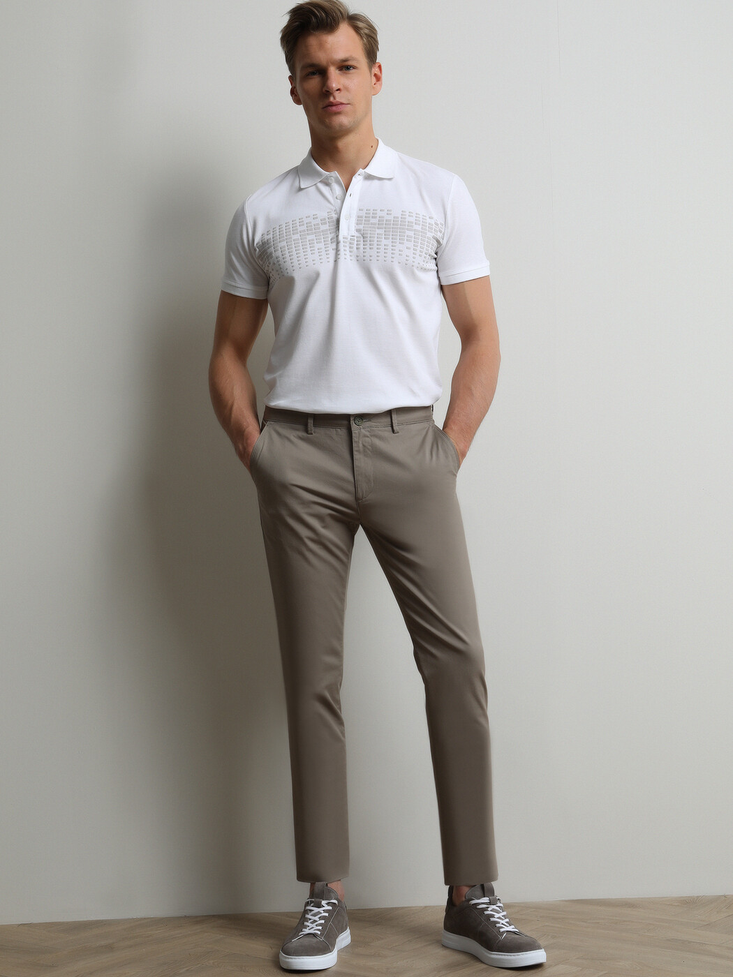 Vizon Düz Dokuma Regular Fit Casual Pamuk Karışımlı Pantolon - 1