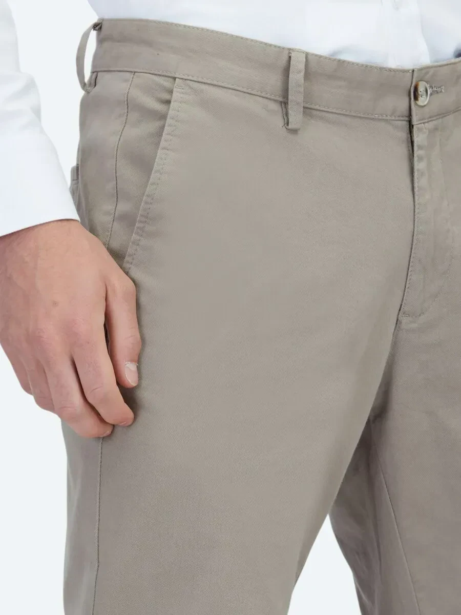 Vizon Düz Dokuma Regular Fit Casual Pamuk Karışımlı Pantolon - 3