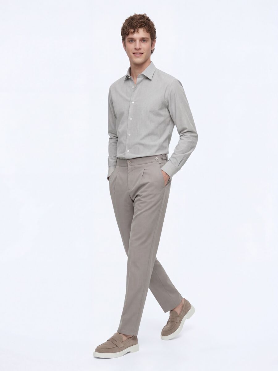 Vizon Düz Dokuma Regular Fit Casual Pamuk Karışımlı Pantolon - 2