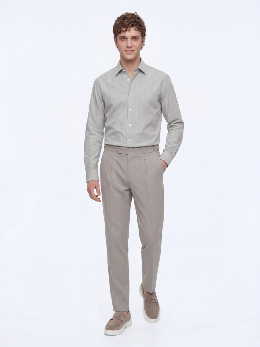 Vizon Düz Dokuma Regular Fit Casual Pamuk Karışımlı Pantolon - 3