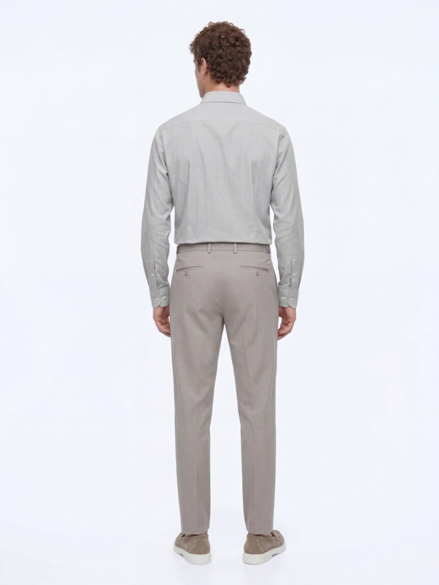 Vizon Düz Dokuma Regular Fit Casual Pamuk Karışımlı Pantolon - 5