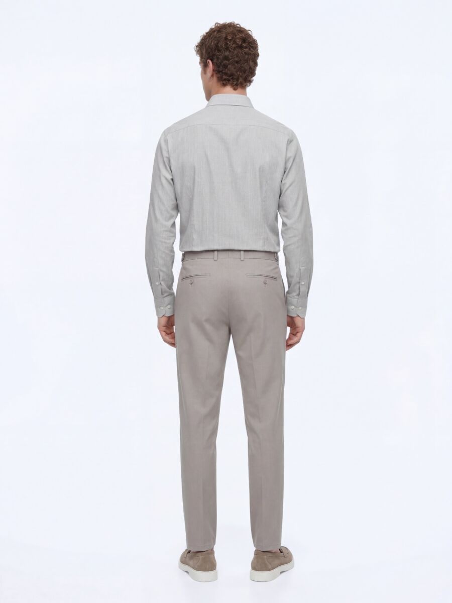 Vizon Düz Dokuma Regular Fit Casual Pamuk Karışımlı Pantolon - 5