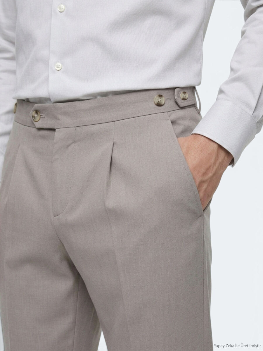 Vizon Düz Dokuma Regular Fit Casual Pamuk Karışımlı Pantolon - 3