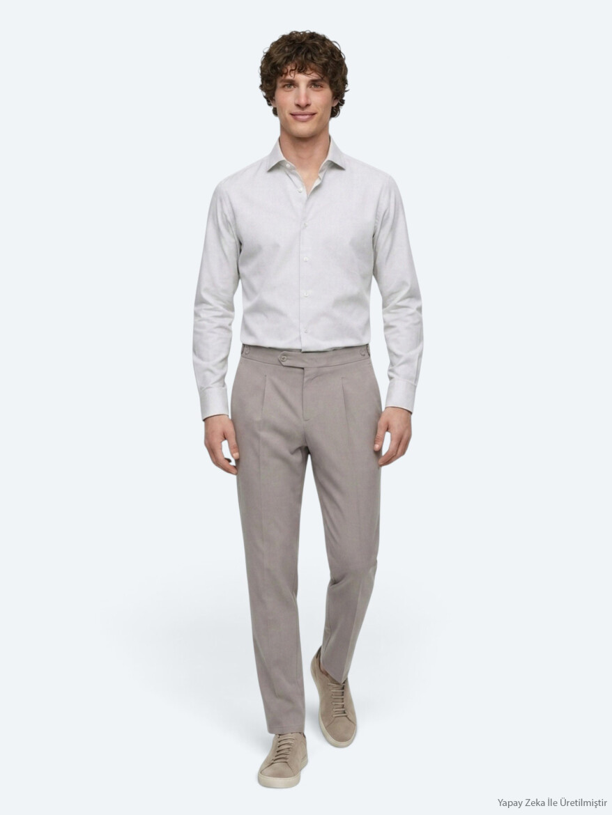 Vizon Düz Dokuma Regular Fit Casual Pamuk Karışımlı Pantolon - 4