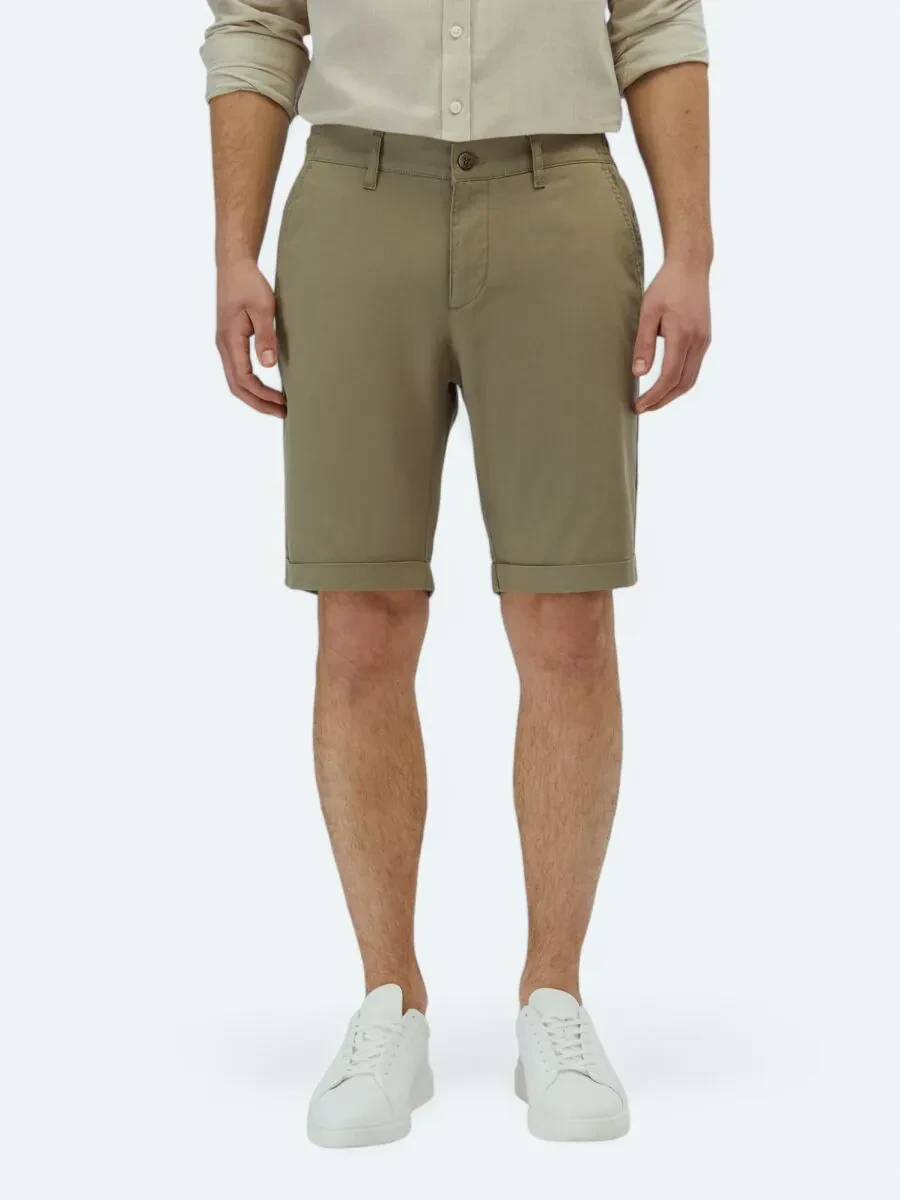 Vizon Düz Dokuma Slim Fit Casual Pamuk Karışımlı Bermuda - 2