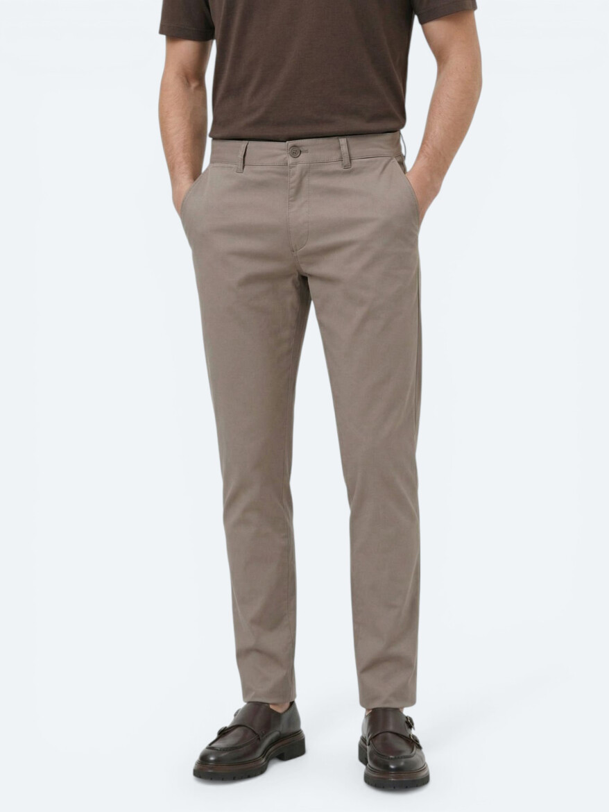 Vizon Düz Dokuma Slim Fit Casual Pamuk Karışımlı Pantolon - KİP