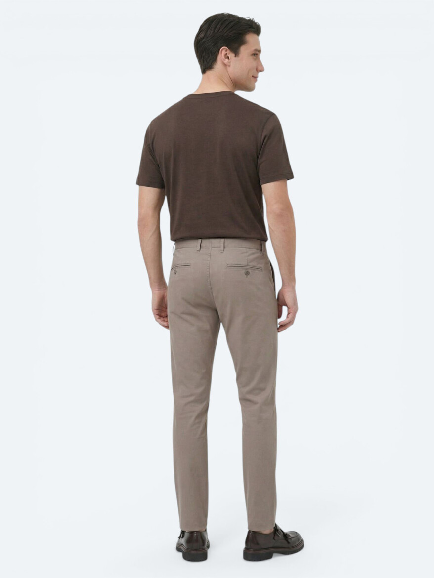 Vizon Düz Dokuma Slim Fit Casual Pamuk Karışımlı Pantolon - 4