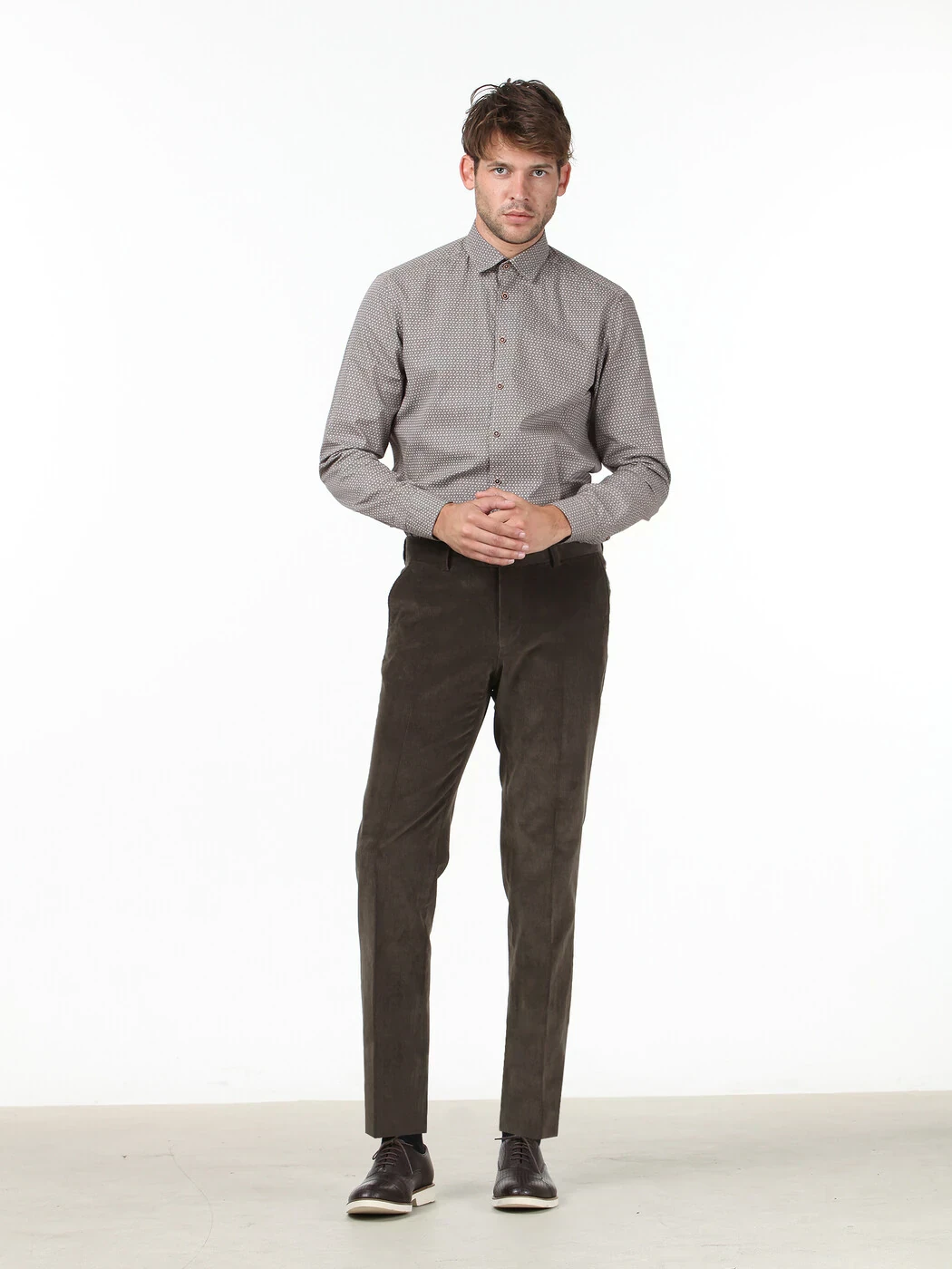 Vizon Düz Dokuma Slim Fit Kadife Klasik Pamuk Karışımlı Pantolon - 2