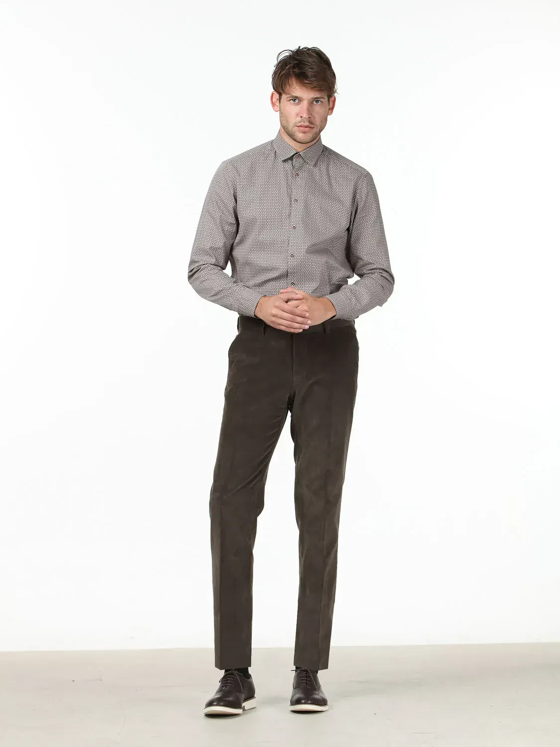 Vizon Düz Dokuma Slim Fit Kadife Klasik Pamuk Karışımlı Pantolon - 2