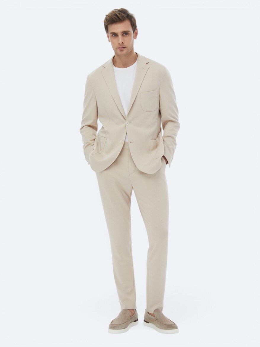 Vizon Düz Modern Fit Örme Takım Elbise - 1