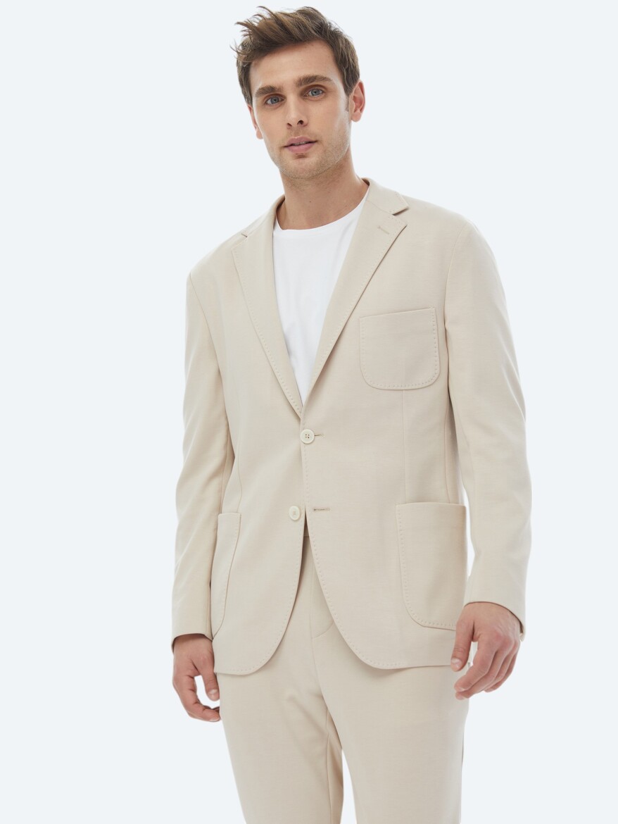 Vizon Düz Modern Fit Örme Takım Elbise - 5