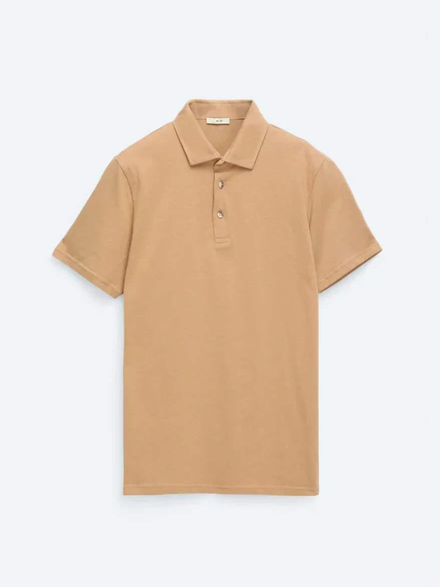 Vizon Düz Polo Yaka %100 Pamuk T-Shirt - 7
