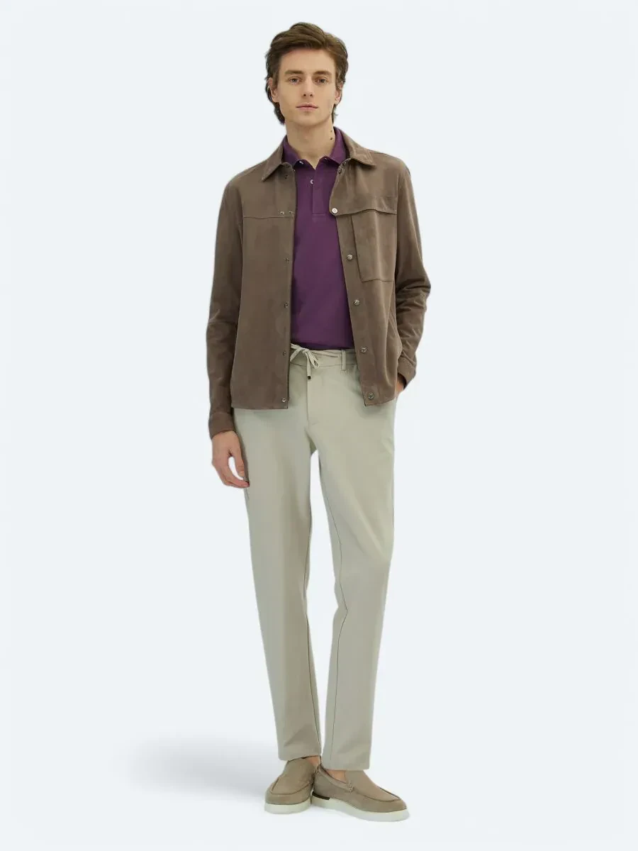 Vizon Gömlek Yaka Smart Casual Deri Mont - 2