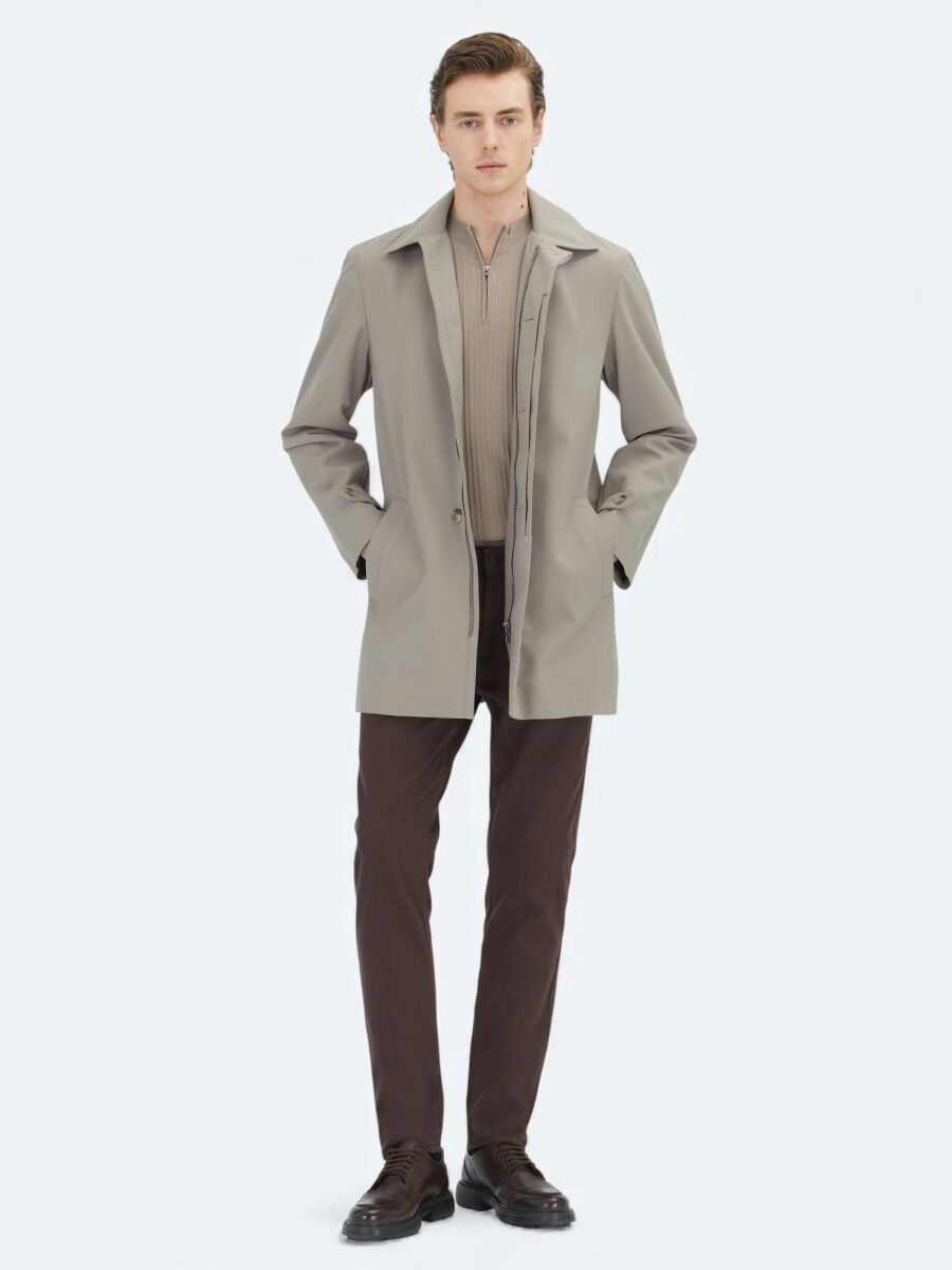 Vizon Regular Fit Bebe Yaka Casual Dokuma Pardösü - 2