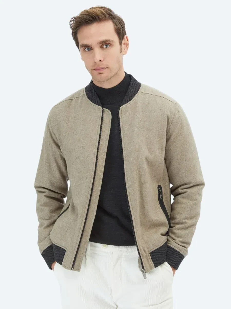 Vizon Regular Fit Casual Dokuma Mont - 1