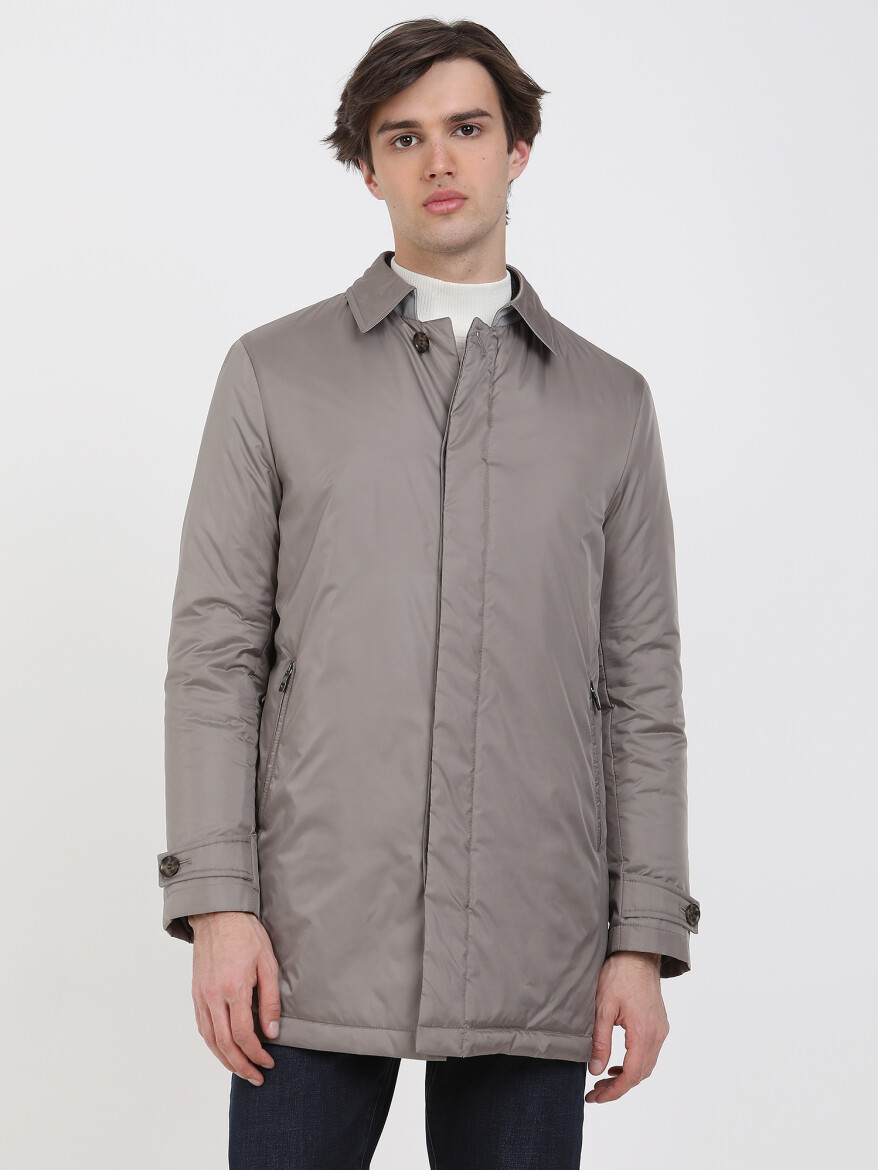 Vizon Regular Fit Casual Dokuma Pardösü - 1