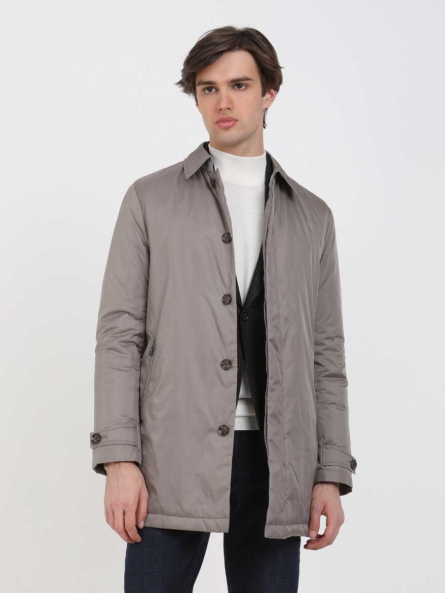 Vizon Regular Fit Casual Dokuma Pardösü - 2