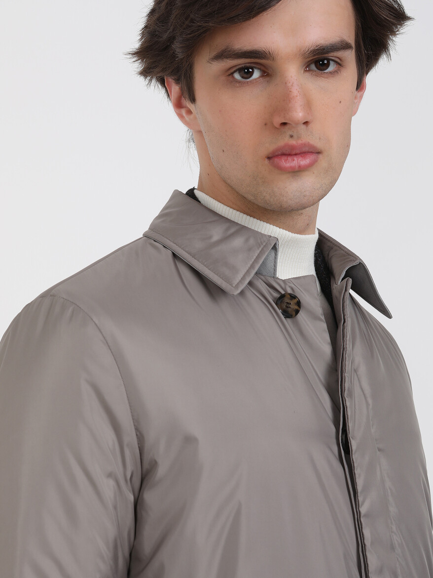 Vizon Regular Fit Casual Dokuma Pardösü - 3