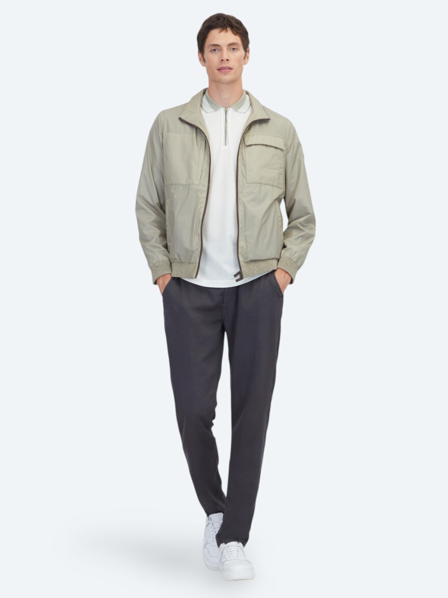 Vizon Regular Fit Dik Yaka Casual Dokuma Mont - KİP