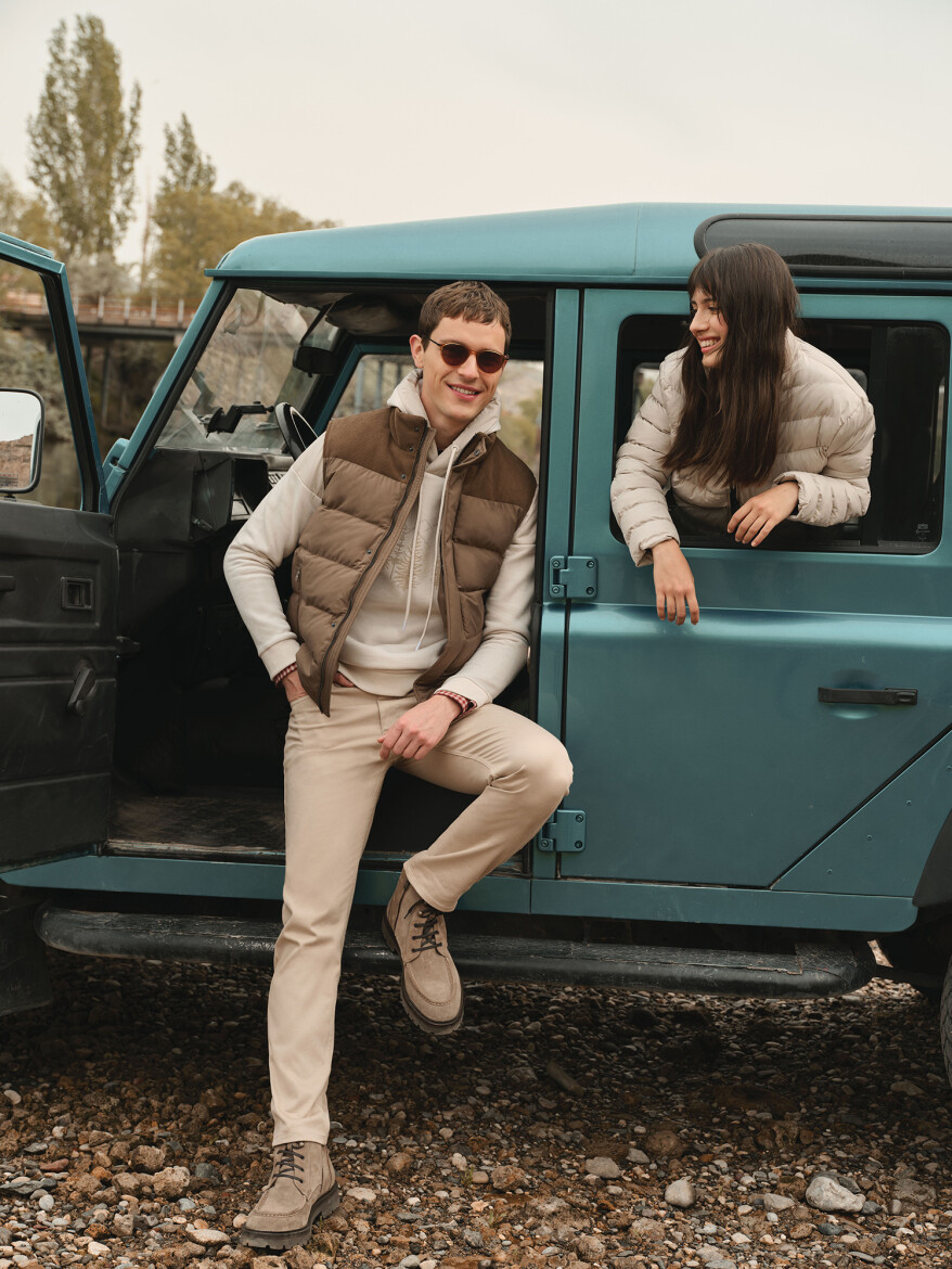 Vizon Regular Fit Dik Yaka Casual Dokuma Spor Yelek - 1