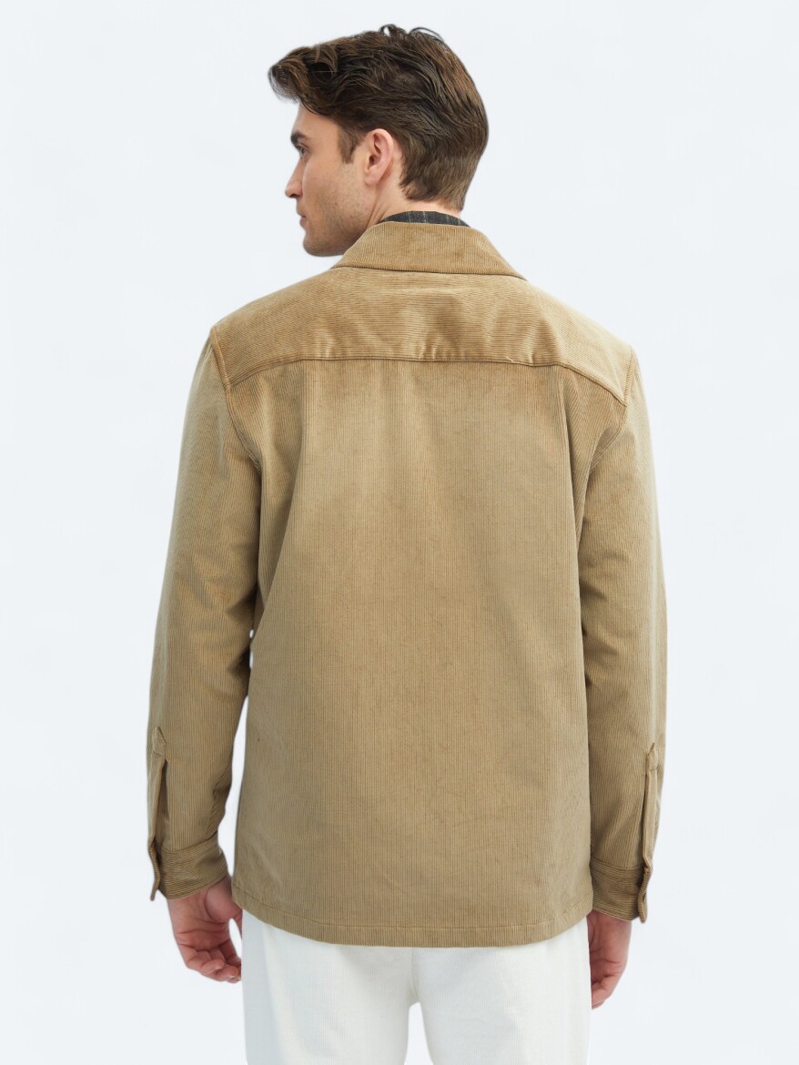 Vizon Regular Fit Dokuma Kadife Pamuk Karışımlı Overshırt - 5