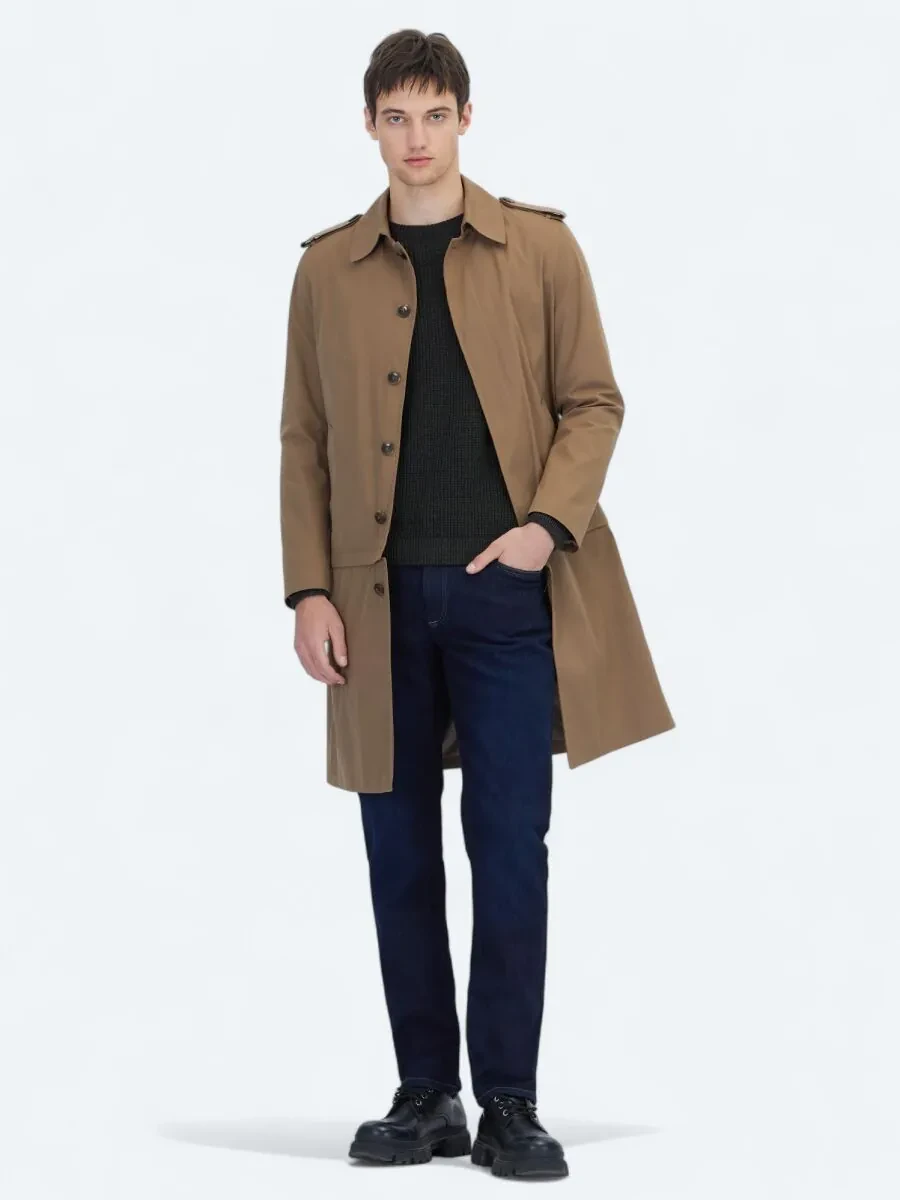 Vizon Regular Fit Gömlek Yaka Casual Dokuma Pardesü - 1