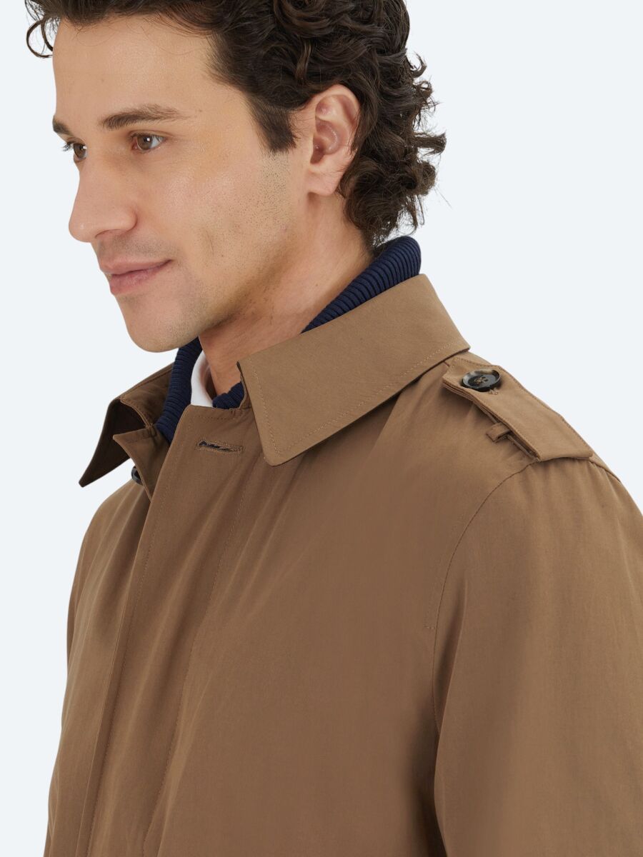 Vizon Regular Fit Gömlek Yaka Casual Dokuma Pardösü - 6