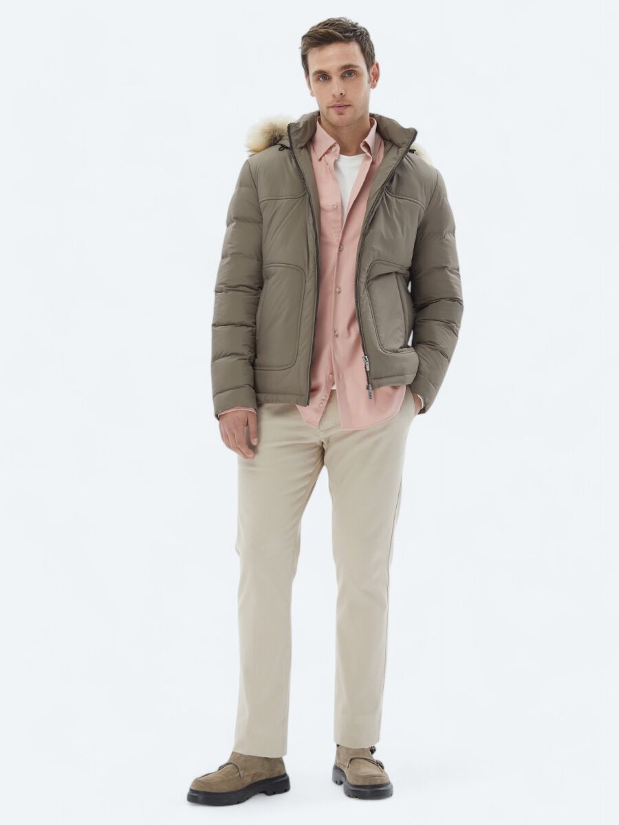 Vizon Regular Fit Kapüşonlu Casual Dokuma Mont - 2