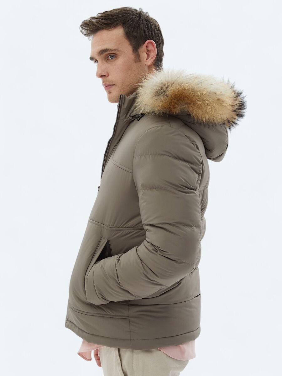 Vizon Regular Fit Kapüşonlu Casual Dokuma Mont - 6