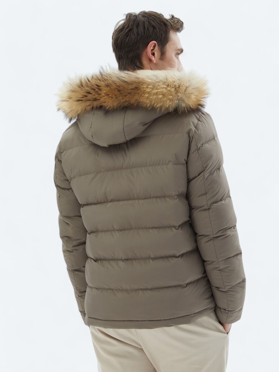 Vizon Regular Fit Kapüşonlu Casual Dokuma Mont - 7
