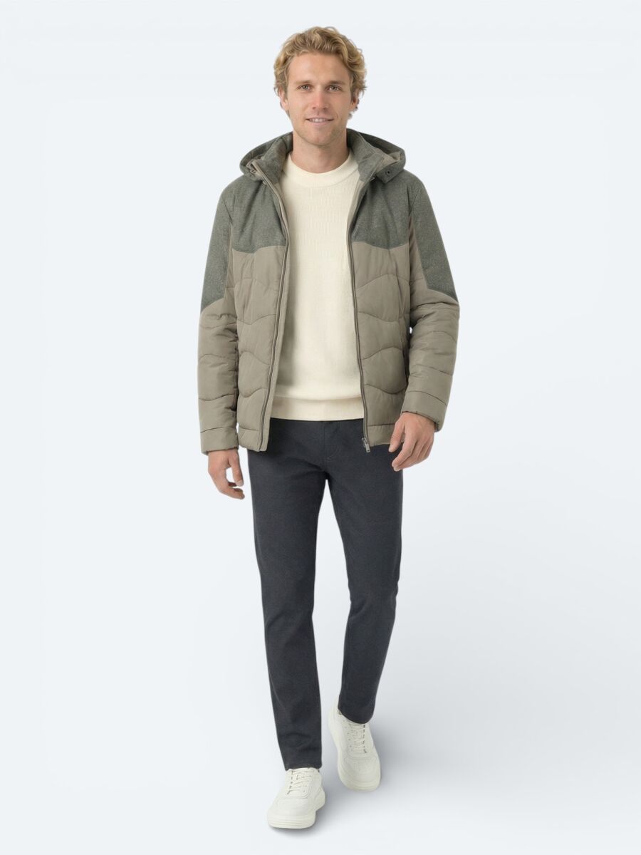 Vizon Regular Fit Kapüşonlu Casual Dokuma Mont - 2