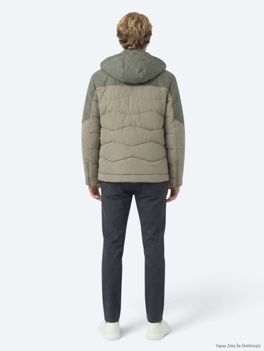 Vizon Regular Fit Kapüşonlu Casual Dokuma Mont - 4