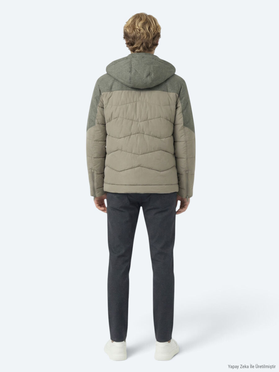 Vizon Regular Fit Kapüşonlu Casual Dokuma Mont - 4