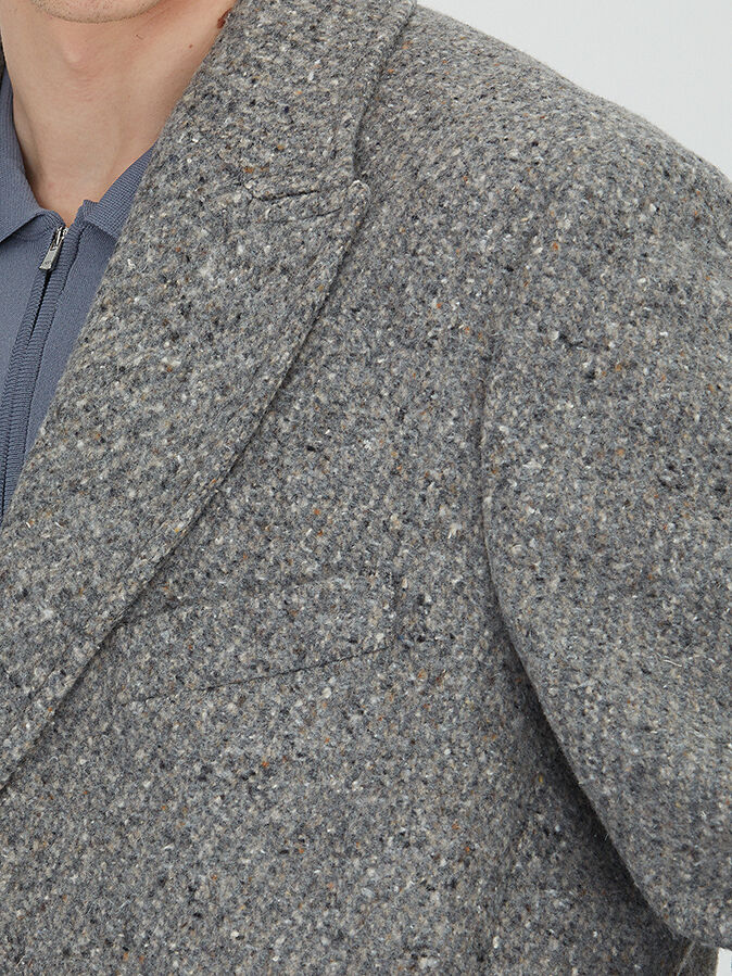 Vizon Regular Fit Kelebek Yaka Klasik Dokuma Palto - 3