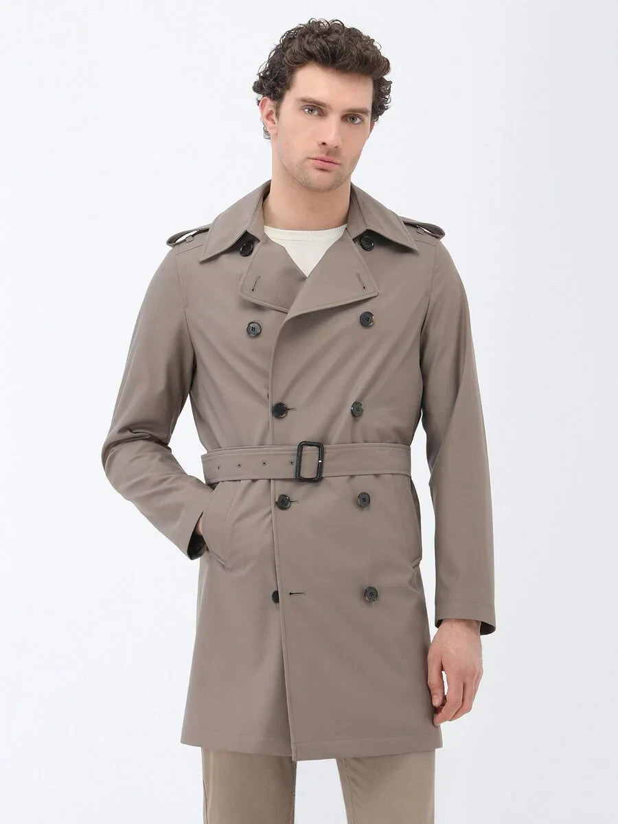 Vizon Regular Fit Kruvaze Yaka Casual Dokuma Pardesü - 2
