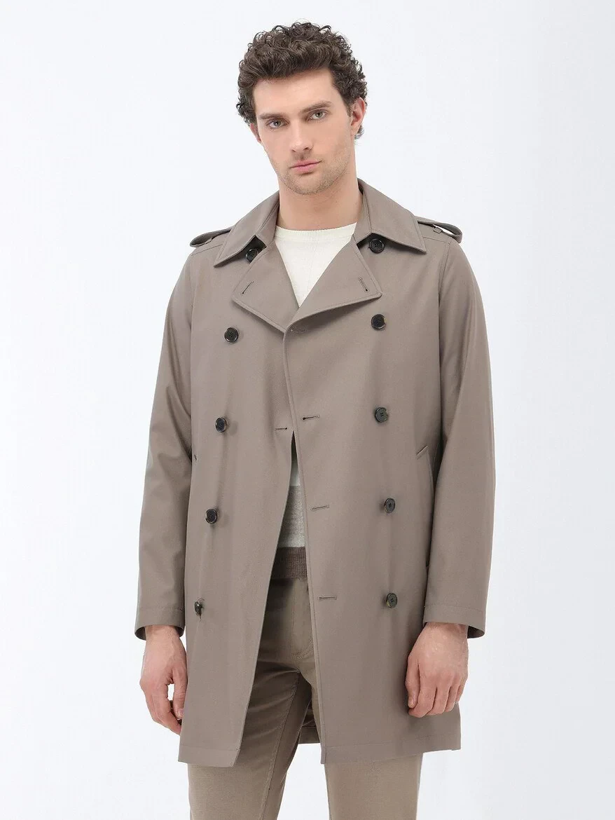 Vizon Regular Fit Kruvaze Yaka Casual Dokuma Pardesü - 4