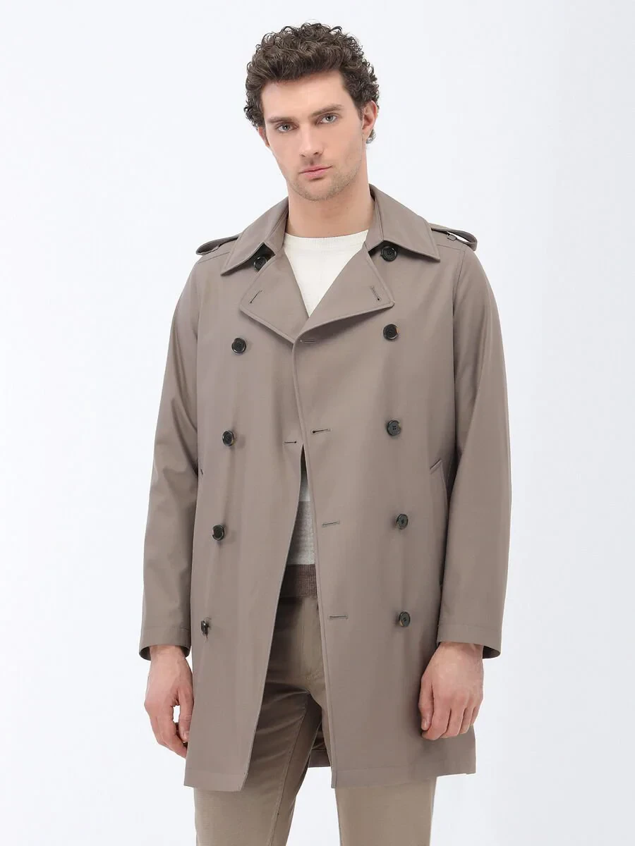 Vizon Regular Fit Kruvaze Yaka Casual Dokuma Pardesü - 4