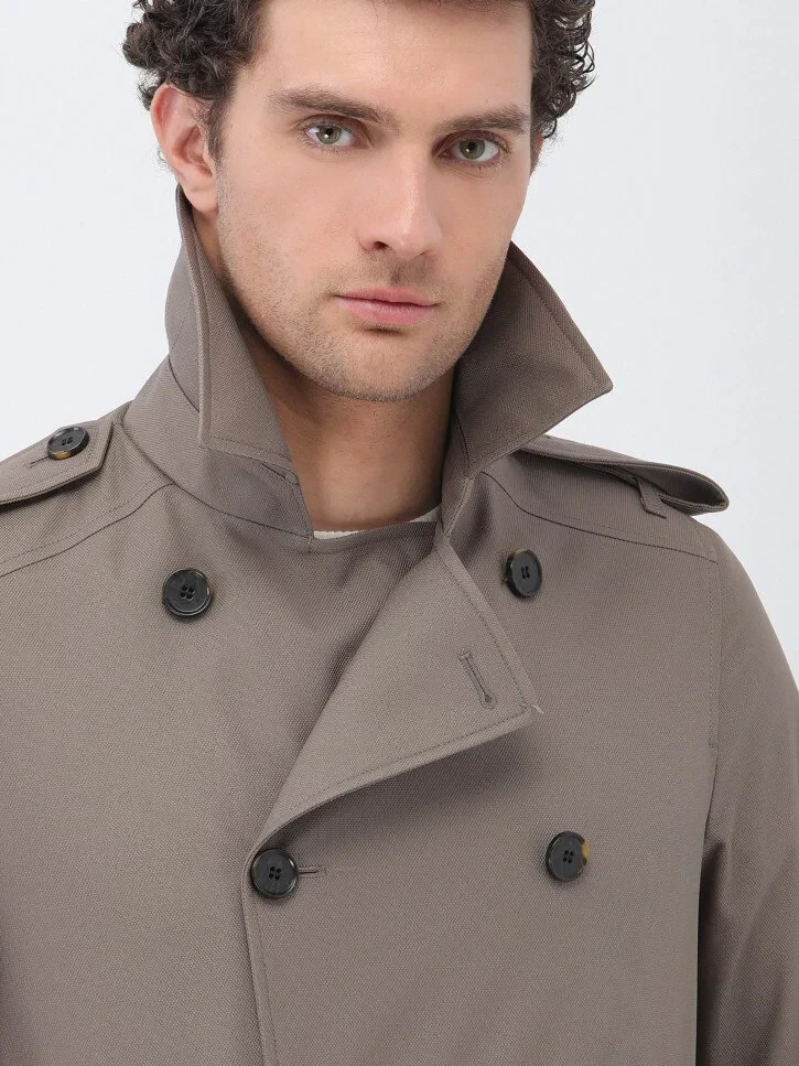 Vizon Regular Fit Kruvaze Yaka Casual Dokuma Pardesü - 5