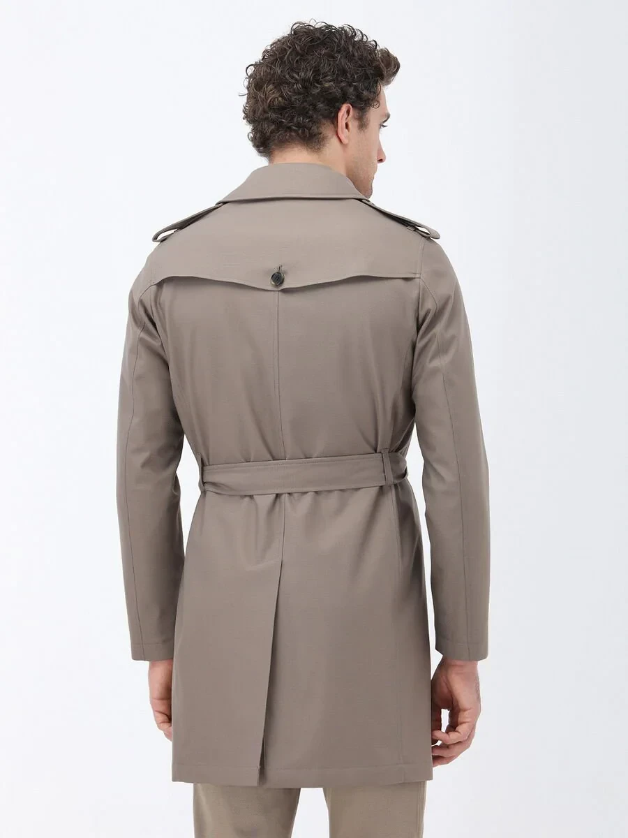 Vizon Regular Fit Kruvaze Yaka Casual Dokuma Pardesü - 6