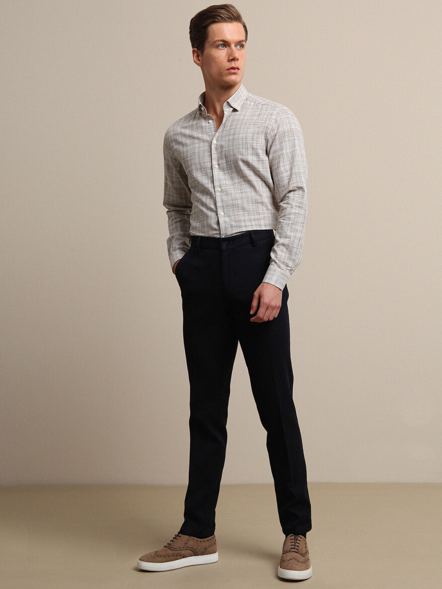 Vizon Regular Fit Uzun Dokuma Casual %100 Pamuk Gömlek - 3