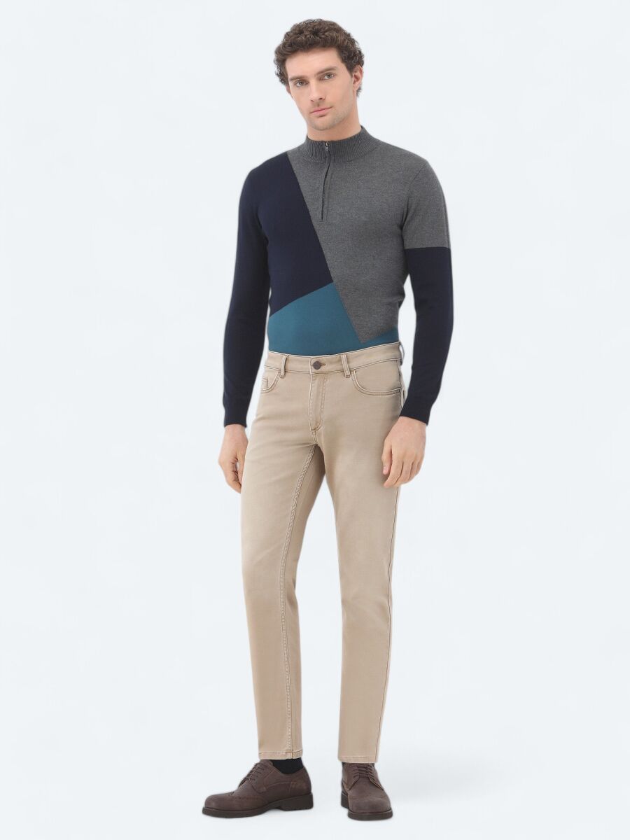 Vizon Slim Fit Denim Pamuk Karışımlı Pantolon - 1