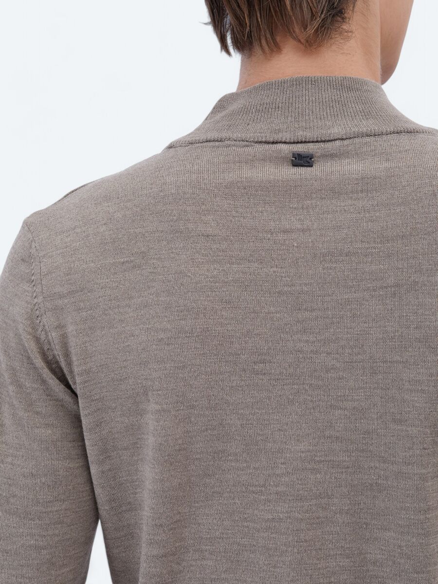 Vizon Yarım Balıkçı Yaka Düz Örgü Yün Karışımlı Triko Kazak - 5
