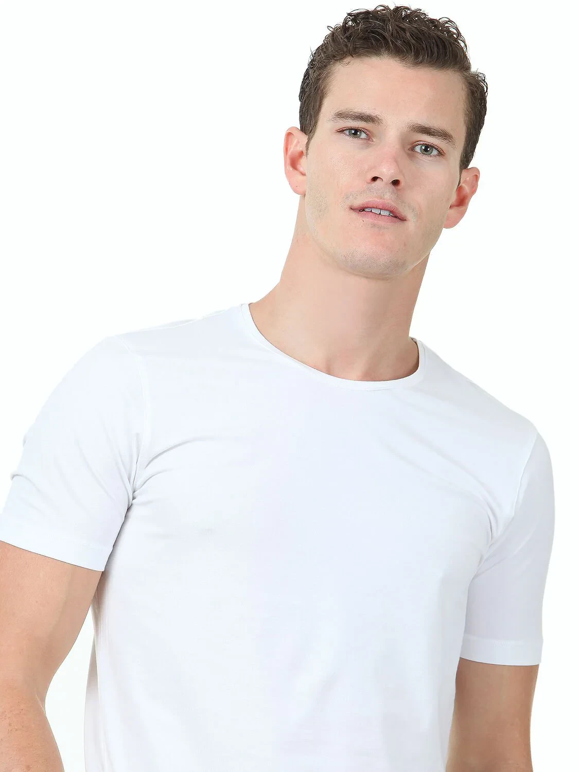 White Cotton Blended T-Shirt - 2
