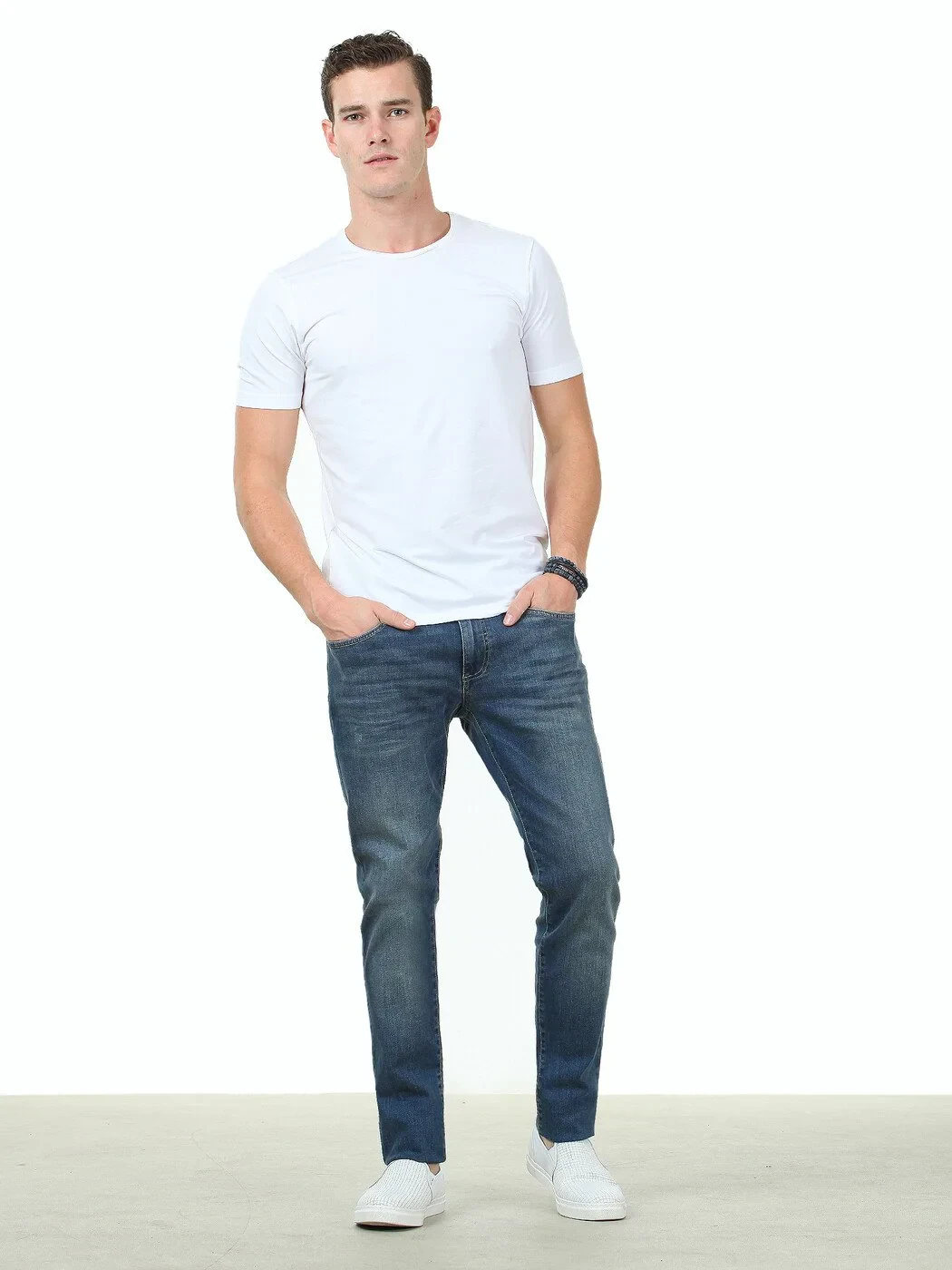 White Cotton Blended T-Shirt - 3