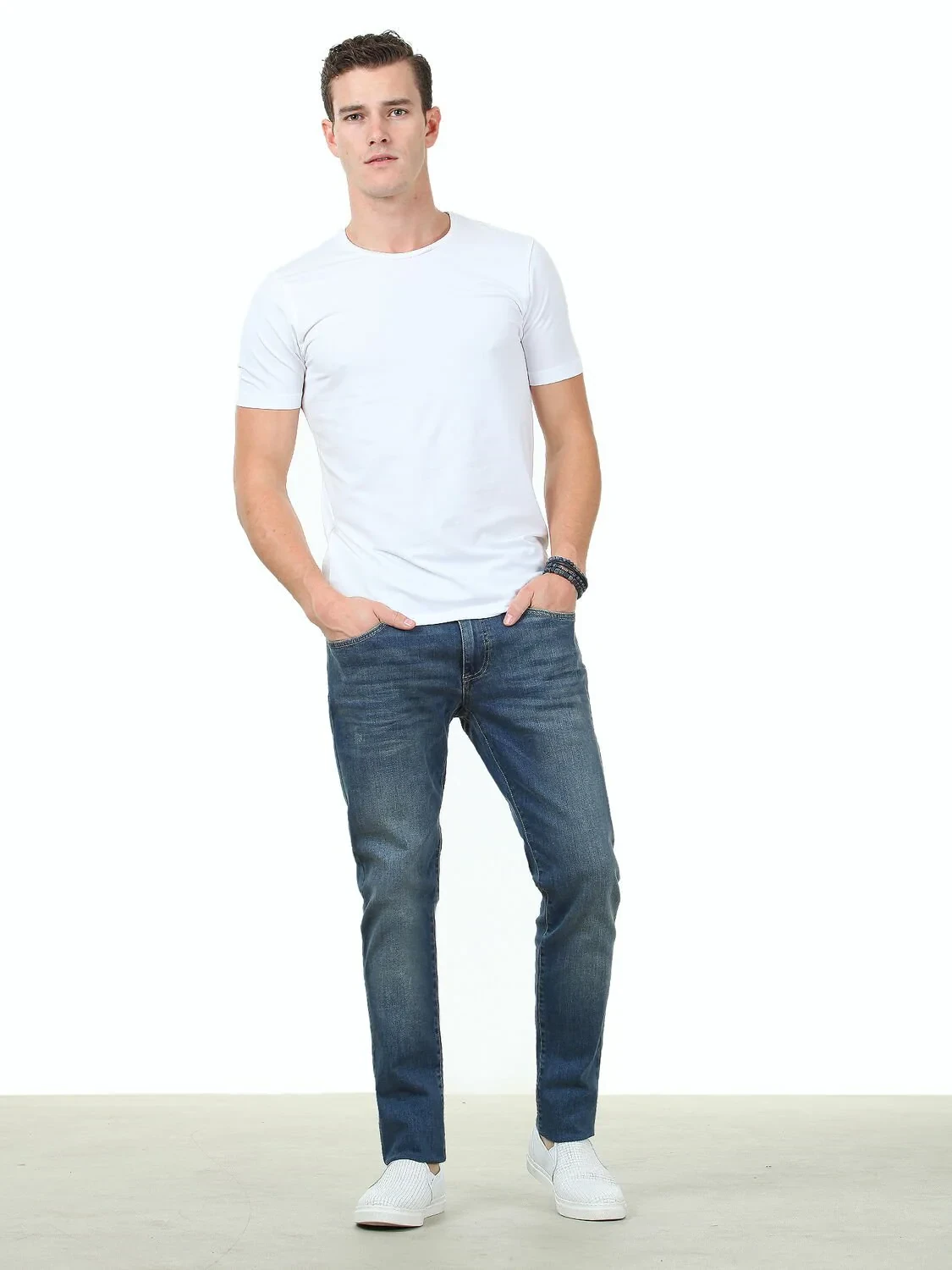 White Cotton Blended T-Shirt - 3